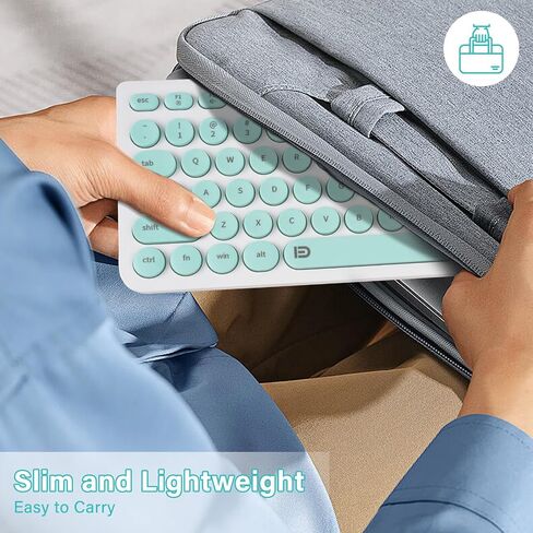 XuanGui Wireless Keyboard Mouse Combo Round Keycaps,Full Size Retro Typewriter Keyboard,Intelligent Sleep Mode,Ultra Slim Portable,2.4GHz Cordless Connection for Mac/Windows/PC Computer/Laptop(Blue) in Saudi Arabia