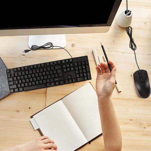 DOITOOL Wired Keyboard and Mouse Combo - Full-Sized USB Computer Keyboard and Optical Wired Mouse for Computer, Laptop, PC, Notebook and School Work (1 Pack) in Saudi Arabia