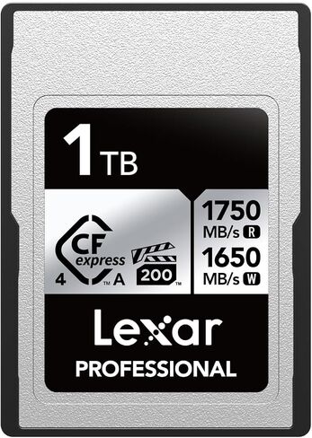 Lexar Professional Silver Series CFexpress 4.0 Type A Card 1 تيرابايت، بطاقة CFe تصل إلى 1750 ميجابايت/ثانية للقراءة، VPG200، بطاقة CF فيديو 8K، بطاقة ذاكرة متوافقة مع كاميرات Sony Alpha وSony FX in Kuwait