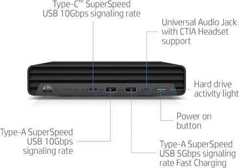 HP EliteDesk 800 G6 Mini PC Desktop Win 11 Pro، كمبيوتر صغير Intel Gen 10th Core i5-10500T، ذاكرة الوصول العشوائي 16 جيجابايت، 256 جيجابايت SSD، دعم 4K، Displayport، RJ-45، Wi-Fi، BT (متجدد) in Saudi Arabia