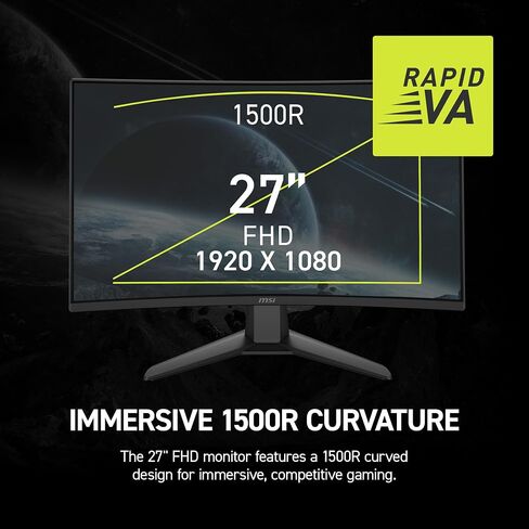 MSI MAG 274CF X24 27-inch 1920 x 1080 (FHD) Gaming Monitor, 240Hz, AMD Adaptive-Sync, HDR Ready, HDMI, VGA Port, VESA Mountable, Tilt, 4-Side Slim Bezel, 0.5ms, Black in Saudi Arabia