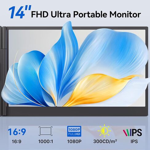 Laptop Screen Extender Monitor - Dual 14 inch IPS FHD 1080P Extended Monitors for 13"-17" Laptops Type-C/HDMI/USB-A Compatible with Windows Mac Travel Work in Saudi Arabia