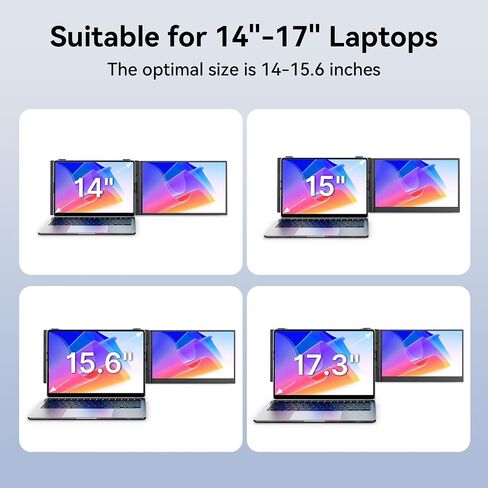 Laptop Screen Extender Monitor - Dual 14 inch IPS FHD 1080P Extended Monitors for 13"-17" Laptops Type-C/HDMI/USB-A Compatible with Windows Mac Travel Work in Saudi Arabia