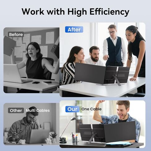 Laptop Screen Extender Monitor - Dual 14 inch IPS FHD 1080P Extended Monitors for 13"-17" Laptops Type-C/HDMI/USB-A Compatible with Windows Mac Travel Work in Saudi Arabia