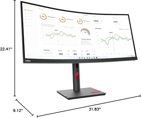 Lenovo ThinkVision T34w-30 شاشة LED منحنية 34 بوصة Class UW-QHD - 21:9 - أسود داكن in Saudi Arabia
