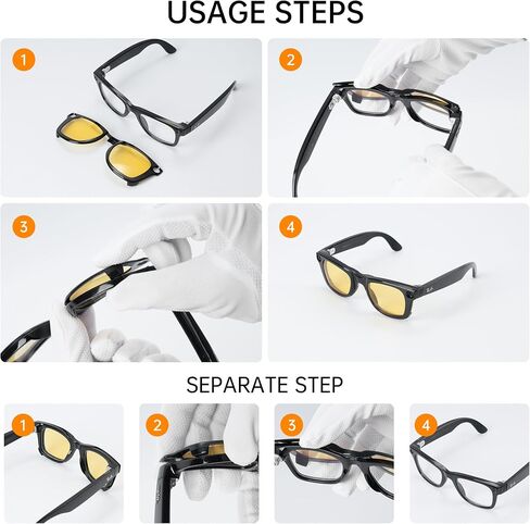 مشبك مستقطب لـ Ray-Ban Meta Wayfarer (RW4006 & RW4012 Regular 50-22)، مشابك تغير اللون متوافقة مع Ray-Ban Meta Wayfarer Gen 2 تحمي عينيك، رائعة وعصرية (أسود، عادي) in Kuwait