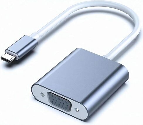 USB C to VGA Adapter, Thunderbolt 3/4 to VGA Adapter Compatible with iPhone 15 Pro/Max, MacBook Pro/Air 2023, iPad Pro, iMac, S23, XPS 17, Surface Book 3 and More [Aluminium Shell,Grey] in Saudi Arabia