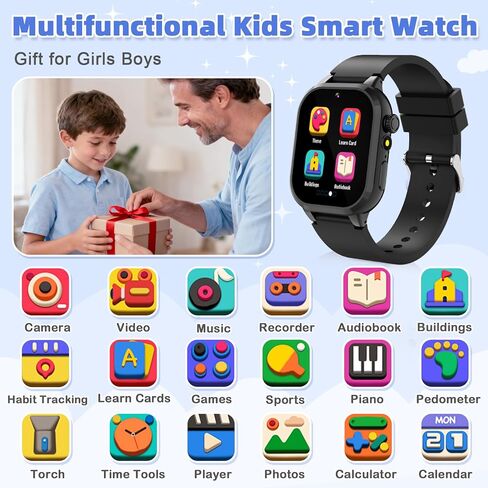 ساعة ذكية للأطفال هدية للفتيات من سن 5 إلى 12 عامًا، 40 لعبة شاشة لمس عالية الدقة للأطفال مع كاميرا فيديو وعداد خطى وقصة صوتية وتعلم ألعاب بطاقات هدايا عيد ميلاد للفتيات من سن 5 6 7 8 9 10 (وردي) in Kuwait