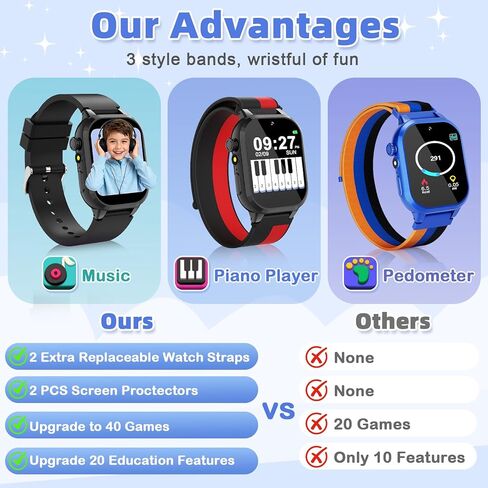 ساعة ذكية للأطفال هدية للفتيات من سن 5 إلى 12 عامًا، 40 لعبة شاشة لمس عالية الدقة للأطفال مع كاميرا فيديو وعداد خطى وقصة صوتية وتعلم ألعاب بطاقات هدايا عيد ميلاد للفتيات من سن 5 6 7 8 9 10 (وردي) in Kuwait