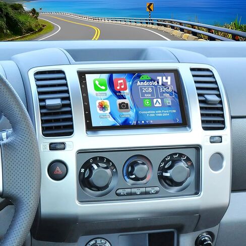 راديو ستيريو للسيارة Android 14 Double Din متوافق مع Nissan Frontier 2010-2021، 2G+32G 7 بوصات راديو السيارة بشاشة تعمل باللمس مع Carplay Android Auto GPS WiFi Bluetooth RDS SWC Mic كاميرا احتياطية in Saudi Arabia