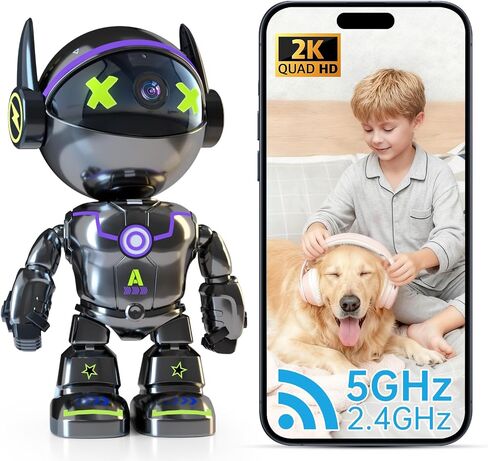 Cameras for Home Security Indoor Robot, 2K 2.4&5Ghz Indoor Camera WiFi Wireless Pet/Nanny/Dog Camera Phone App, Human Detection Color Night Vision, 2 Way Talk, AI Notification Smart Search Monitor Cam in Saudi Arabia