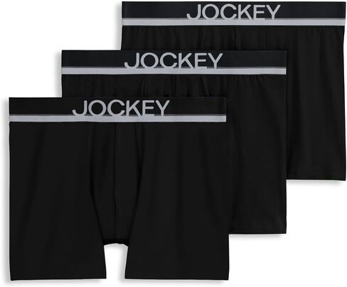 ملابس داخلية للرجال في Jockey Men True 4 "Trunk - 3 Pack ، Fanning Flora/True Blue/Frolic Stripe ، L. in Saudi Arabia