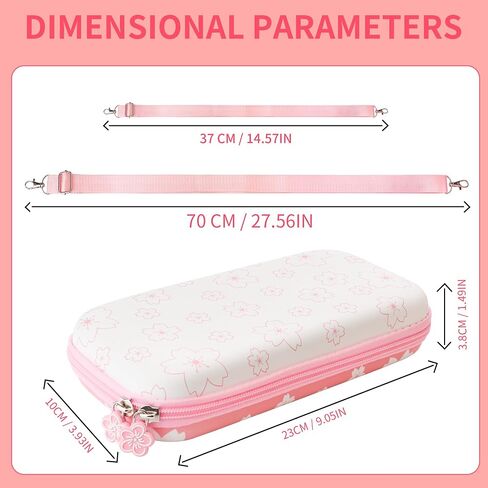 GLDRAM Strawberry Case for Nintendo Switch Lite, Pink Cute Travel Carrying Pouch for Switch Lite Accessories Bundle with Soft Protective Cover, Screen Protector, Shoulder Strap & 2 Thumb Caps for Girls in Kuwait