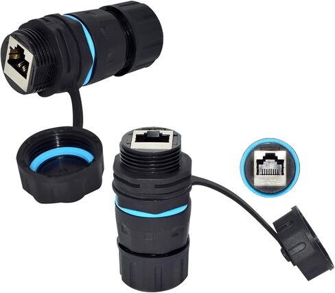 5 قطعة 2.17in لوحة تركيب محمية RJ45 CAT6 موصل مقاوم للماء M23 IP68 مقاوم للماء إيثرنت موسع مقرنة CAT6/CAT5E/CAT5 نوع قصير إيثرنت LAN كابل PoE محول in Saudi Arabia
