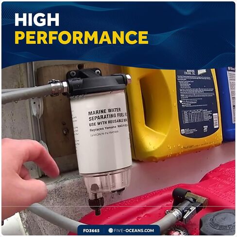 Five Oceans Fuel Water Separator Marine - Fuel Water Separator with Clear Bowl, Replaces# S3213, 35-60494-1, 18-7932-1,18-17928,35-809097, for Marine Outboard Motor Mercury, Racor, Universal - FO3665 in Saudi Arabia
