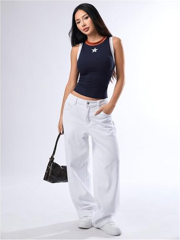 Milumia Women Star Crop Tank Tops Y2k Going Out Sleeveless Tee Shirts in Saudi Arabia