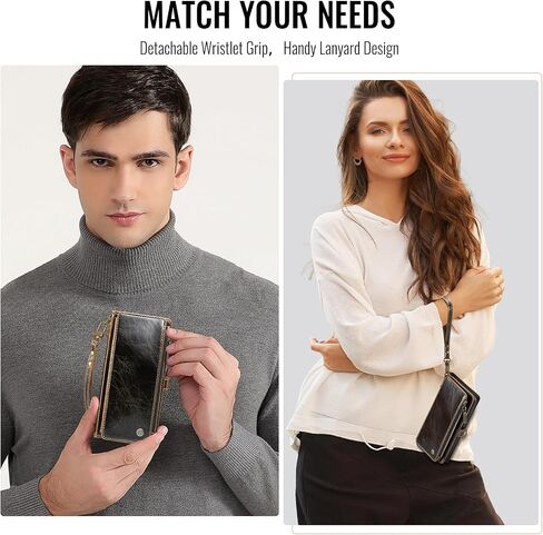 Defencase متوافق مع محفظة iPhone Air Case مع حامل بطاقات RFID للنساء والرجال، جراب هاتف أنيق من جلد البولي يوريثان المغناطيسي بسحاب قابل للطي لهاتف iPhone 17 Air 6.5 بوصة، أحمر نبيذي in Saudi Arabia