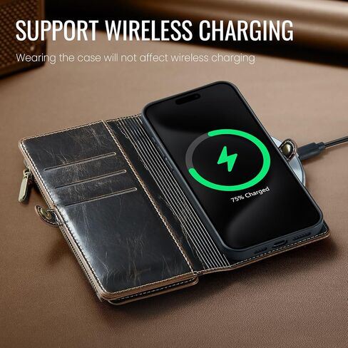 Defencase متوافق مع محفظة iPhone Air Case مع حامل بطاقات RFID للنساء والرجال، جراب هاتف أنيق من جلد البولي يوريثان المغناطيسي بسحاب قابل للطي لهاتف iPhone 17 Air 6.5 بوصة، أحمر نبيذي in Saudi Arabia