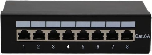 لوحة توصيل Cat6A محمية بـ 8 منافذ - لوحة إيثرنت RJ45 قابلة للتركيب على الحائط، نقل بيانات عالي السرعة بسرعة 10 جيجابت في الثانية، متوافقة مع Cat5e/Cat6/Cat6A للمودم/محول الشبكة/غرفة الخادم، أسود in Kuwait