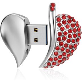 محرك فلاش USB 3.0 عالي السرعة، عصا ذاكرة USB لطيفة على شكل قلب رومانسي، محرك إبهام للصور والموسيقى وتخزين الملفات (أحمر، 64 جيجابايت) in Kuwait