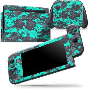 Design Skinz - متوافق مع Nintendo DSi XL - غطاء حماية من الفينيل قابل للإزالة ومقاوم للخدش - أزرق مخضر ساطع وتمويه رقمي رمادي in Kuwait