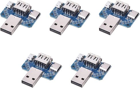 لوحة محول USB plplaaoo ذكر إلى أنثى من النوع C Micro USB 2.54 مم 4P لوحة نقل موصل عالمي لمشاريع الإلكترونيات DIY وصلة كابل USB من الألومنيوم 5 قطع in Saudi Arabia