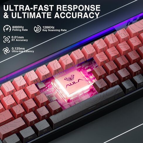 AULA Hero 68 HE 60% Gaming Keyboard Wired, Hall Effect Magnetic Switch Keyboard with 8K Hz Polling Rate, Side Printed PBT Keycaps, RGB Light Box, Customizable Web Software for PC/Mac Gamers (Renewed) in Saudi Arabia
