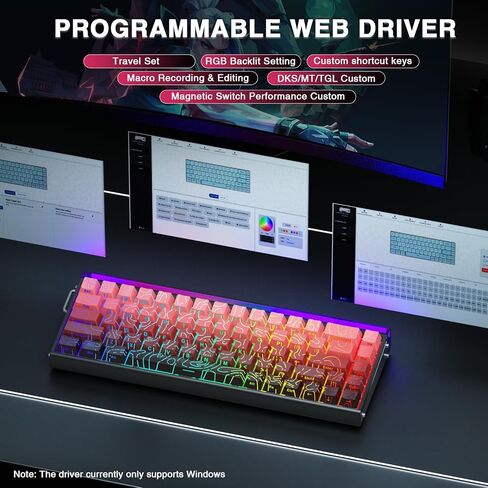 AULA Hero 68 HE 60% Gaming Keyboard Wired, Hall Effect Magnetic Switch Keyboard with 8K Hz Polling Rate, Side Printed PBT Keycaps, RGB Light Box, Customizable Web Software for PC/Mac Gamers (Renewed) in Saudi Arabia