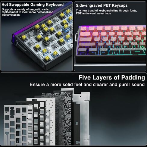AULA Hero 68 HE 60% Gaming Keyboard Wired, Hall Effect Magnetic Switch Keyboard with 8K Hz Polling Rate, Side Printed PBT Keycaps, RGB Light Box, Customizable Web Software for PC/Mac Gamers (Renewed) in Saudi Arabia
