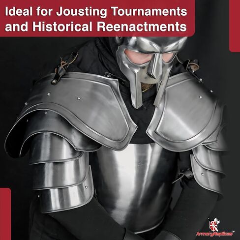 درع الكتف الفولاذي من العصور الوسطى Armory Replicas™ - 18 جرام من بولدرون وسبولدر وسلاسل جاك لـ LARP والكوسبلاي وإعادة التمثيل in Kuwait