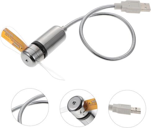 TEHAUX 3pcs USB LED على مدار الساعة مروحة مع عرض درجة الحرارة المحمولة مروحة صغيرة معقوفة للمكتب جهاز تبريد يعمل بالطاقة USB للمنزل والمكتب والسفر in Saudi Arabia