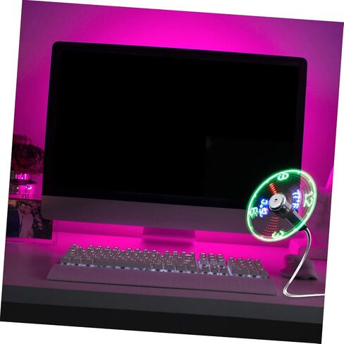 TEHAUX 3pcs USB LED على مدار الساعة مروحة مع عرض درجة الحرارة المحمولة مروحة صغيرة معقوفة للمكتب جهاز تبريد يعمل بالطاقة USB للمنزل والمكتب والسفر in Saudi Arabia