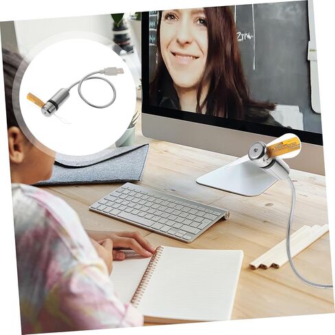 TEHAUX 3pcs USB LED على مدار الساعة مروحة مع عرض درجة الحرارة المحمولة مروحة صغيرة معقوفة للمكتب جهاز تبريد يعمل بالطاقة USB للمنزل والمكتب والسفر in Saudi Arabia