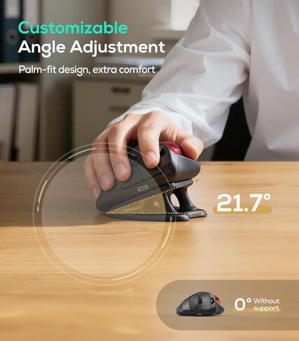 Nulea M511 Wireless Trackball Mouse, Rechargeable Ergonomic Thumb-Control Mouse with Tilt Stand, Smooth & Precision Tracking, 3 Device Connection (Bluetooth or USB Receiver), for PC/Mac/Laptop-Blue in Saudi Arabia