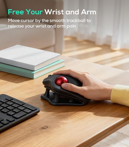 Nulea M511 Wireless Trackball Mouse, Rechargeable Ergonomic Thumb-Control Mouse with Tilt Stand, Smooth & Precision Tracking, 3 Device Connection (Bluetooth or USB Receiver), for PC/Mac/Laptop-Blue in Saudi Arabia