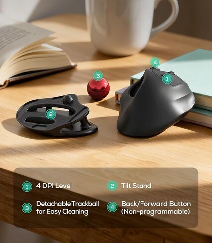 Nulea M511 Wireless Trackball Mouse, Rechargeable Ergonomic Thumb-Control Mouse with Tilt Stand, Smooth & Precision Tracking, 3 Device Connection (Bluetooth or USB Receiver), for PC/Mac/Laptop-Blue in Saudi Arabia