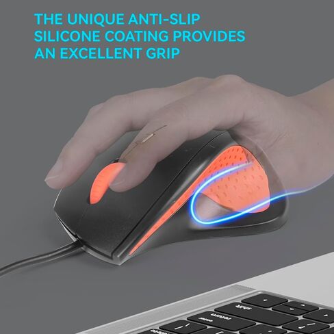 ماوس مكتب سلكي من ONE-UP، تصميم مريح، قبضة سيليكون مضادة للانزلاق، 600/1000/1600 نقطة في البوصة قابلة للتعديل، كابل 5 أقدام، متوافق مع أنظمة متعددة، للمكتب والمدرسة والمنزل (أسود) in Saudi Arabia