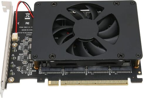 Keenso PCIE 4.0 X16 to 4 Port M.2 NVMe Adapter with Cooling Fan, High Speed SSD Adapter for PCIE Protocol, Great for Split Function, Includes in Saudi Arabia