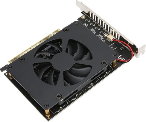 Keenso PCIE 4.0 X16 to 4 Port M.2 NVMe Adapter with Cooling Fan, High Speed SSD Adapter for PCIE Protocol, Great for Split Function, Includes in Saudi Arabia