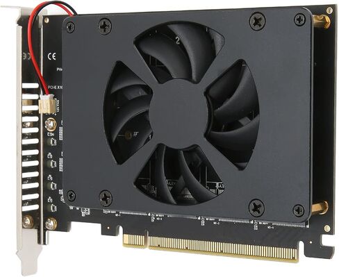 Keenso PCIE 4.0 X16 to 4 Port M.2 NVMe Adapter with Cooling Fan, High Speed SSD Adapter for PCIE Protocol, Great for Split Function, Includes in Saudi Arabia