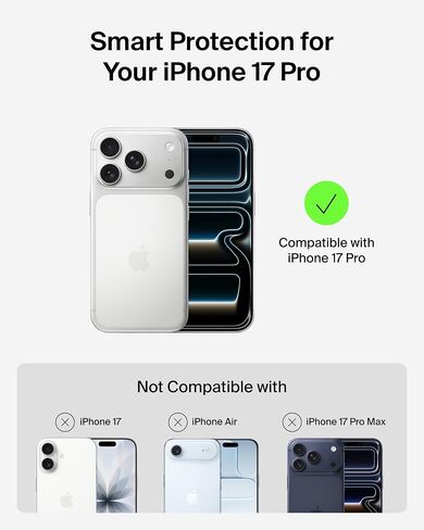 Belkin for iPhone 17 Pro Case, Clear, MagSafe Compatible w/Anti-Scratch & Anti-Yellowing Treated Coating, Touch Sensitive Camera Control - Military Grade, Slim Design, Shockproof, Protective in Saudi Arabia