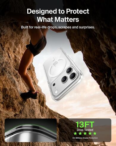 Belkin for iPhone 17 Pro Case, Clear, MagSafe Compatible w/Anti-Scratch & Anti-Yellowing Treated Coating, Touch Sensitive Camera Control - Military Grade, Slim Design, Shockproof, Protective in Saudi Arabia