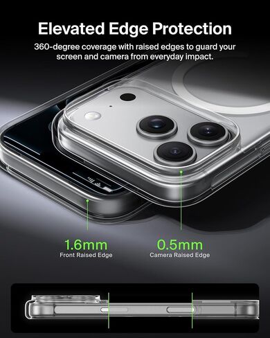 Belkin for iPhone 17 Pro Case, Clear, MagSafe Compatible w/Anti-Scratch & Anti-Yellowing Treated Coating, Touch Sensitive Camera Control - Military Grade, Slim Design, Shockproof, Protective in Saudi Arabia