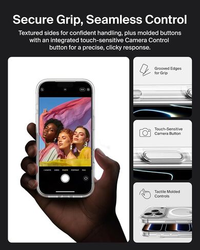 Belkin for iPhone 17 Pro Case, Clear, MagSafe Compatible w/Anti-Scratch & Anti-Yellowing Treated Coating, Touch Sensitive Camera Control - Military Grade, Slim Design, Shockproof, Protective in Saudi Arabia