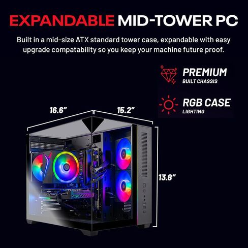 Skytech Gaming Crystal Desktop PC, Intel Ultra 5 245K 4.2 GHz (5.2 GHz Turbo), AMD RX 9060 XT 16GB, 1TB Gen4 NVMe SSD, 32GB DDR5 RAM 5600 RGB, 650W Gold PSU, Wi-Fi, Win 11 in Saudi Arabia