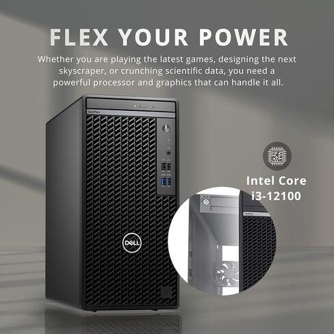 سطح مكتب Dell OptiPlex 3000 Tower، Intel i3-12100، ذاكرة وصول عشوائي DDR4 سعة 16 جيجابايت، محرك أقراص SSD سعة 512 جيجابايت، Intel UHD Graphics 730، واي فاي، HDMI، RJ-45، DVD-RW، لوحة مفاتيح وماوس سلكية، Windows 11 Pro، أسود (متجدد) in Saudi Arabia