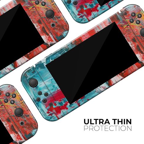 Design Skinz - متوافق مع Nintendo DSi XL - غطاء حماية من الفينيل مقاوم للخدش وقابل للإزالة - لوحة زيتية مجردة باللونين الأحمر والأزرق in Saudi Arabia