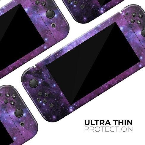 Design Skinz - متوافق مع وحدة تحكم Nintendo Switch + Joy-Con - غطاء حماية من الفينيل قابل للإزالة ومقاوم للخدش - سديم بنفسجي متوهج in Saudi Arabia
