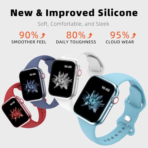 Sport Watch Band Silicone Compatible with Apple Watch Band for Women 38mm 40mm 41mm 42mm 44mm 45mm 49mm 46mm, iWatch Bands for Women Men, Silicone Watch Strap for Series 10 9 Ultra 8 7 6 5 4 3 2 1 SE in Saudi Arabia