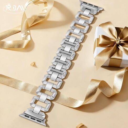 JR.DM Gold Watch Band for Women Compatible with Apple Watch 38mm 40mm 41mm 42mm 44mm 45mm 46mm 49mm Dainty Dressy Bracelet Designer Metal Chain Strap for iWatch Series 11/10/9/8/7/6/5/4/SE/3/2/1 Ultra in Saudi Arabia